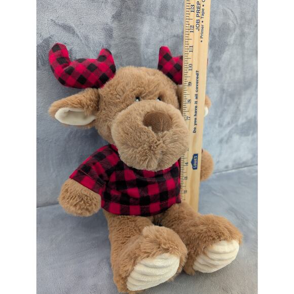 Spark Create Imagine Moose Red Black Plaid 15" Plush with a Rattle SOOO SOFT!!! - Picture 3 of 6